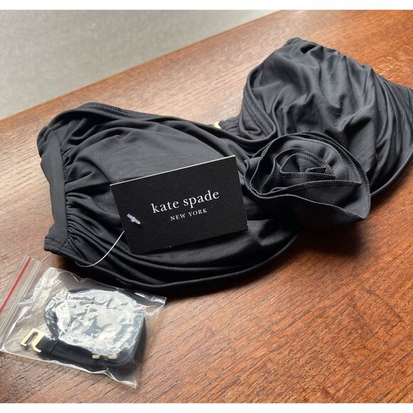 kate spade new york Other - Kate Spade Designer Black Rosette Bandeau Bikini Top Womens Size S NWT Resort